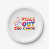 Peace Out Second Grade Gefärbte Krawatte Letzter T Pappteller (Vorderseite)