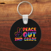 Peace Out Second Grade Gefärbte Krawatte Letzter T Schlüsselanhänger (Vorderseite)