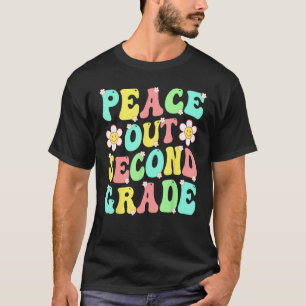 Peace Out Second Grade Niedlich Groovy Letzter Tag T-Shirt