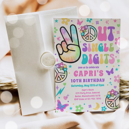 Peace Out Single Digit Hippy-Gefärbte Krawatte zum Einladung