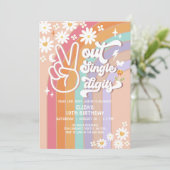 Peace Out Single Digits 10. Groovy Birthday Invit Einladung (Stehend Vorderseite)