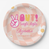 Peace Out Single Digits Girls 10th Birthday Party Pappteller (Vorderseite)