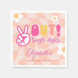 Peace Out Single Digits Girls 10th Birthday Party Serviette