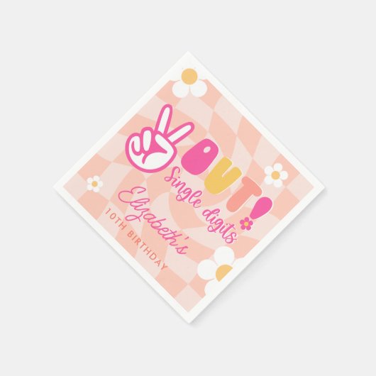 Peace Out Single Digits Girls 10th Birthday Party Serviette (Ecke)