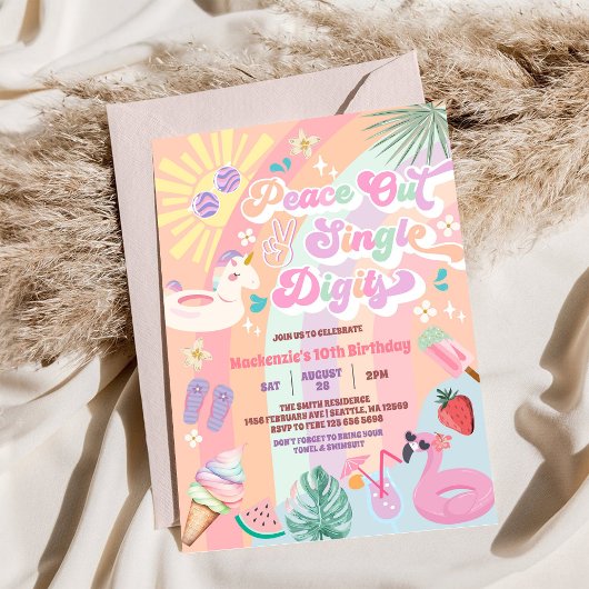 Peace Out Single Digits Groovy Daisy Birthday Einladung