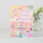 Peace Out Single Digits Groovy Daisy Birthday Einladung (Stehend Vorderseite)