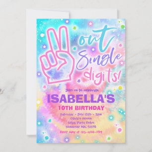 Peace Out Single Digits Hippy Gefärbte Krawatte Ge Einladung