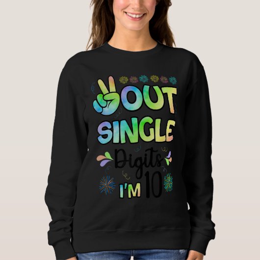 Peace Out Single Digits Ich bin 10 Kinder Sweatshirt (Vorderseite)