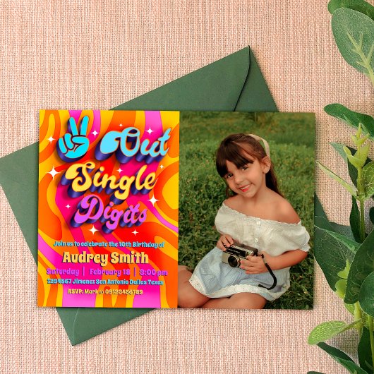 Peace Out Single Digits Im 10 mit Foto Einladung