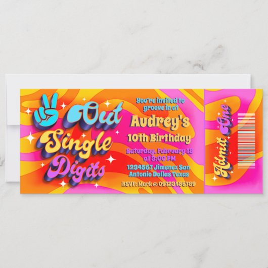 Peace Out Single Digits Im 10 Ticket Einladung (Vorderseite)