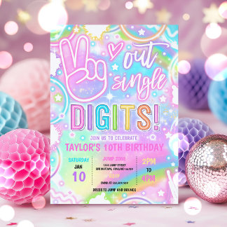 Peace Out Single Digits Pastel Neon 10. Geburtstag Einladung
