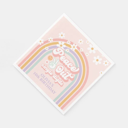 Peace Out Single Digits Pastel Regenbogen Serviette (Ecke)