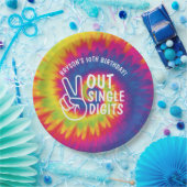 Peace out Single Ziffern gefärbte Krawatte 10. Geb Pappteller (Party)