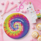 Peace out Single Ziffern gefärbte Krawatte 10. Geb Pappteller (Party)