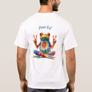 Peace Out Tie-Dye Frosch Benutzerdefiniert Hippie  T-Shirt