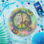 Peace Owls 60er Stil Pappteller (Party)