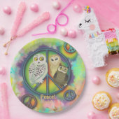Peace Owls 60er Stil Pappteller (Party)