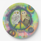 Peace Owls 60er Stil Pappteller (Vorderseite)