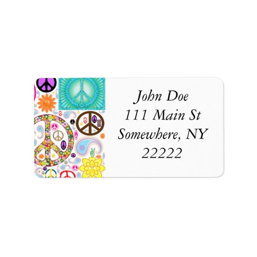 Peace & Paisley Collage Adressaufkleber (Vorne)