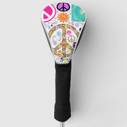 Peace & Paisley Collage Golf Head Cover Headcover (Vorderseite)