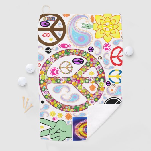 Peace & Paisley Collage Golfhandtuch (Insitu)