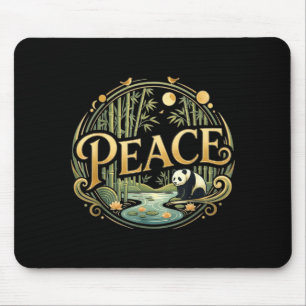 Peace Panda Minimal Zen Asiatische Natur Tier Illu Mousepad