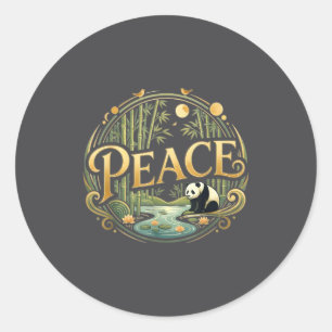 Peace Panda Minimal Zen Asiatische Natur Tier Illu Runder Aufkleber