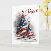 Peace Patriotic Christmas Tree Karte (Gelbe Blume)