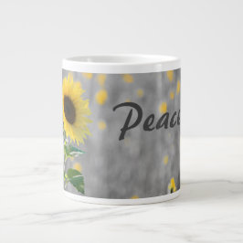 "Peace" Phrase, Feld der Sonnenblumen, Schwarz & W Jumbo-Tasse