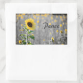 "Peace" Phrase, Feld der Sonnenblumen, Schwarz & W Rechteckiger Aufkleber (Tasche)