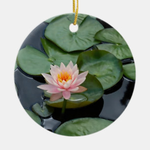 Peace Pink Lotus Flower with Custom Text Keramik Ornament