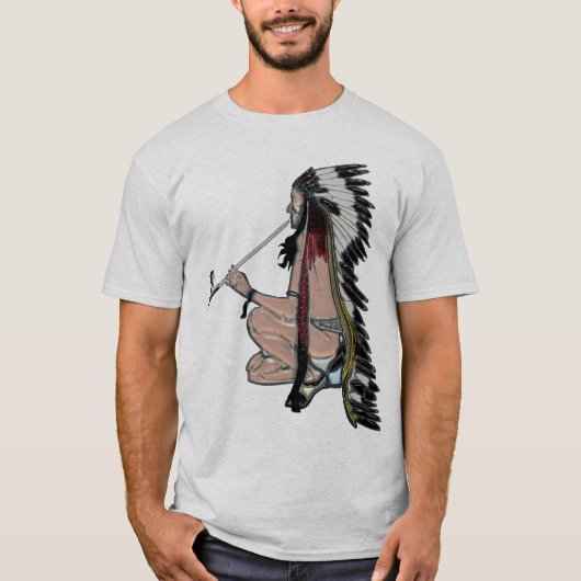 Peace Pipe Native American POPART Apparel T-Shirt (Vorderseite)