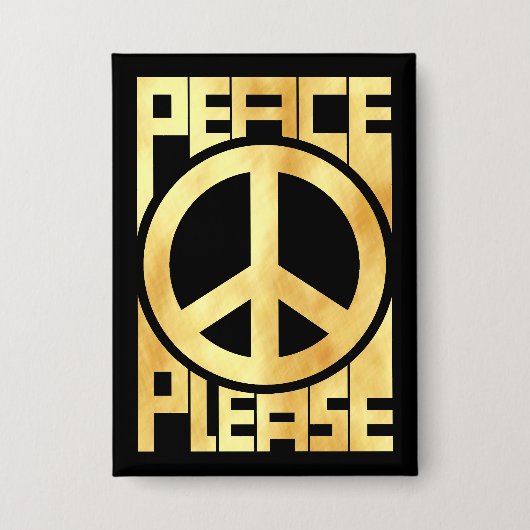 Peace Please Softgold-Schriftzug Button (Vorderseite)