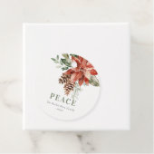 Peace Poinsettia Bunch Wasserfarben Pinienwald Wei Geschenkanhänger (Beispiel)