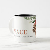 Peace Poinsettia Bunch Wasserfarben Pinienwald Wei Zweifarbige Tasse (Vorderseite Links)