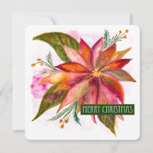 PEACE POINSETTIA Frohe Weihnachten Wasserfarben Fl