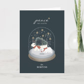 Peace Polar Bears Snow Globe Foto Weihnachten Karte (Vorderseite)