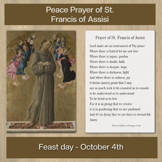 Peace Prayer St. Francis Prayer Card