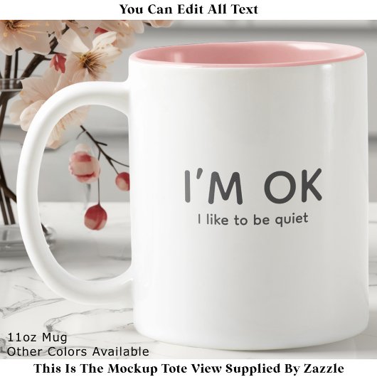 Peace & Quiet or Introvert Quote Modern Minimalist Zweifarbige Tasse
