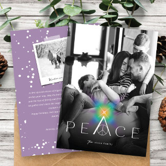 Peace Rainbow Glow Typografy Minimalistisches Foto Feiertagskarte