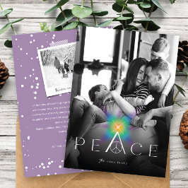 Peace Rainbow Glow Typography Minimalist Photo Feiertagskarte