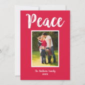 Peace Red Brushed Script-Foto Feiertagskarte (Vorderseite)