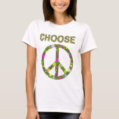 Peace - Retro-Blume - Friedenszeichen T-Shirt (Vorderseite)