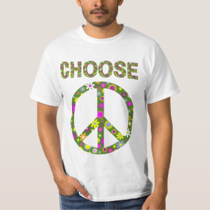 Peace - Retro Blume Peace Signer T - Shirt