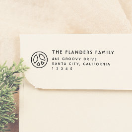 Peace Retro Family Name Sans-Serif-Rücksendeadress Permastempel