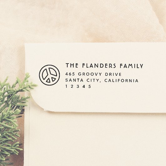 Peace Retro Family Name Sans-Serif-Rücksendeadress Permastempel