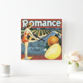Peace River Fruit Co Crate Label Quadratische Wanduhr (Zuhause)