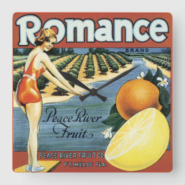 Peace River Fruit Co Crate Label Quadratische Wanduhr