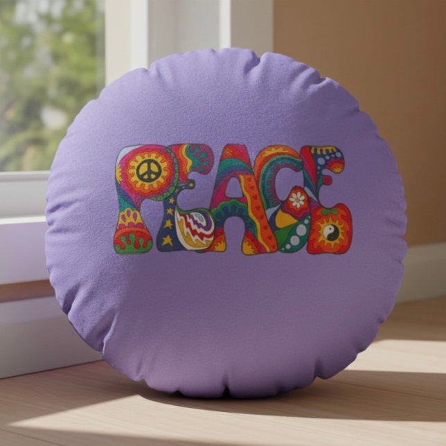 Peace Round Pillow Rundes Kissen (Von Creator hochgeladen)
