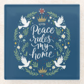Peace Rules My Home Glasuntersetzer (Vorderseite)